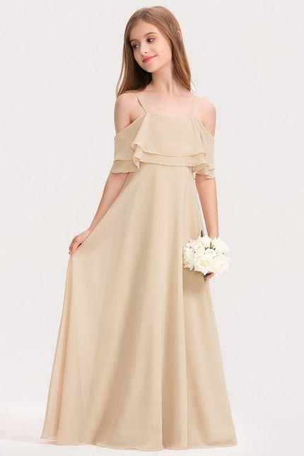 Robe Demoiselle D'Honneur Satin Champagne - gallery 2