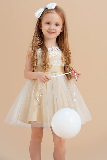 Robe De Cérémonie Enfant Champagne Doré