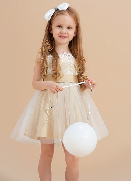 Robe De Cérémonie Enfant Champagne Doré