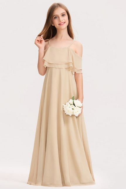 Robe Demoiselle D'Honneur Satin Champagne
